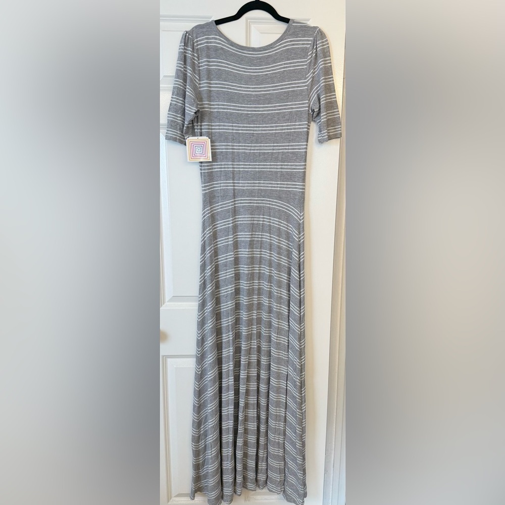 NWT LuLaRoe Anna Maxi Dress Gray and White Size Medium - Picture 6 of 7